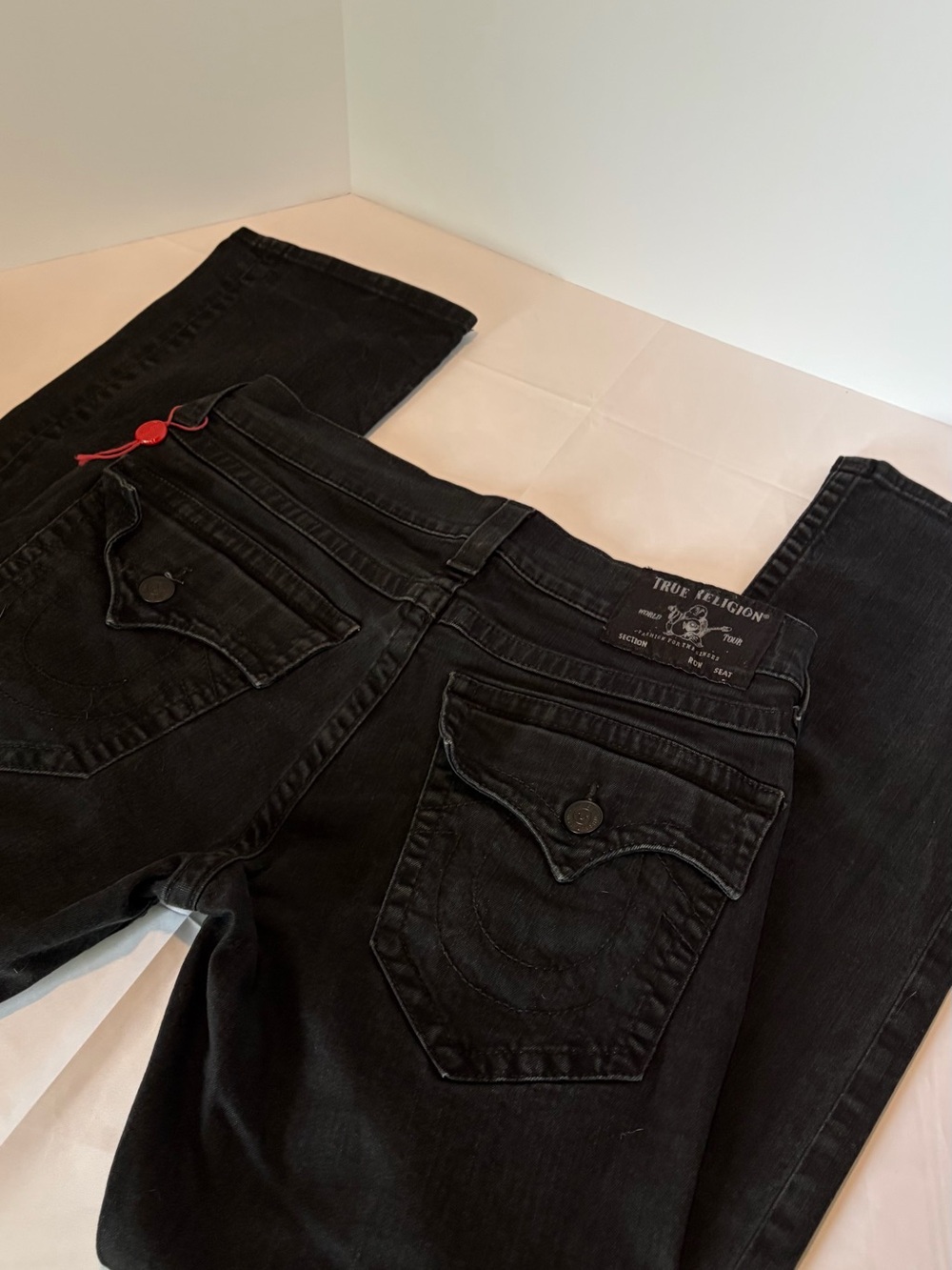 True Religion Section Black Jeans Flap Pocket Skinny Charcoal